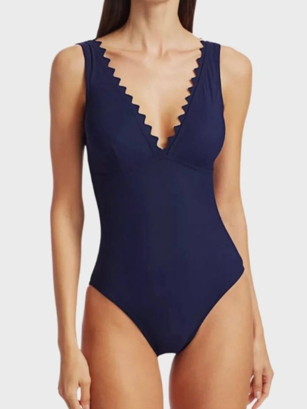 Karla Colletto Ines Scalloped One-Piece Swimsuit in Navy